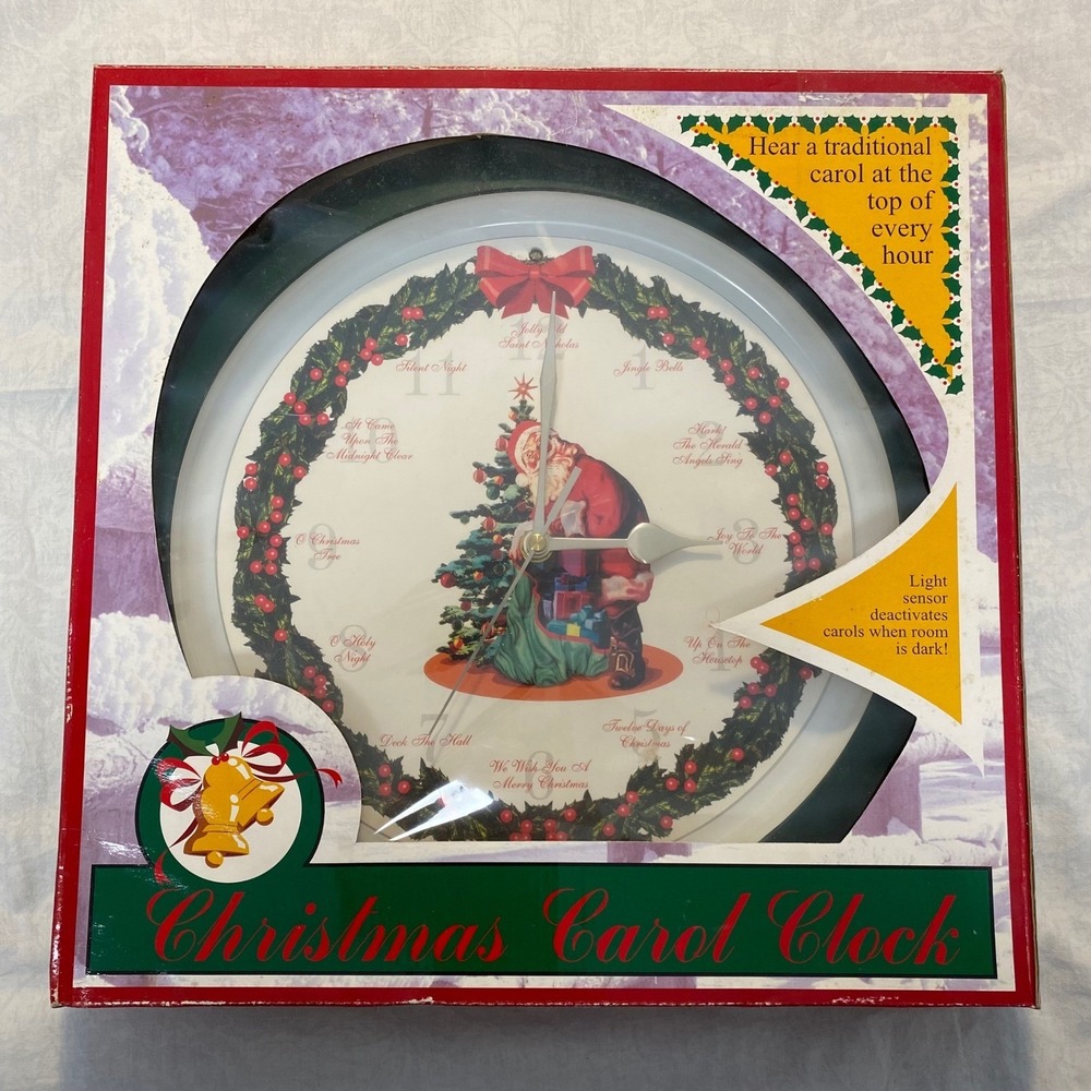 Feldstein Christmas Carol Clock Musical Santa Early 2000s Tested Works